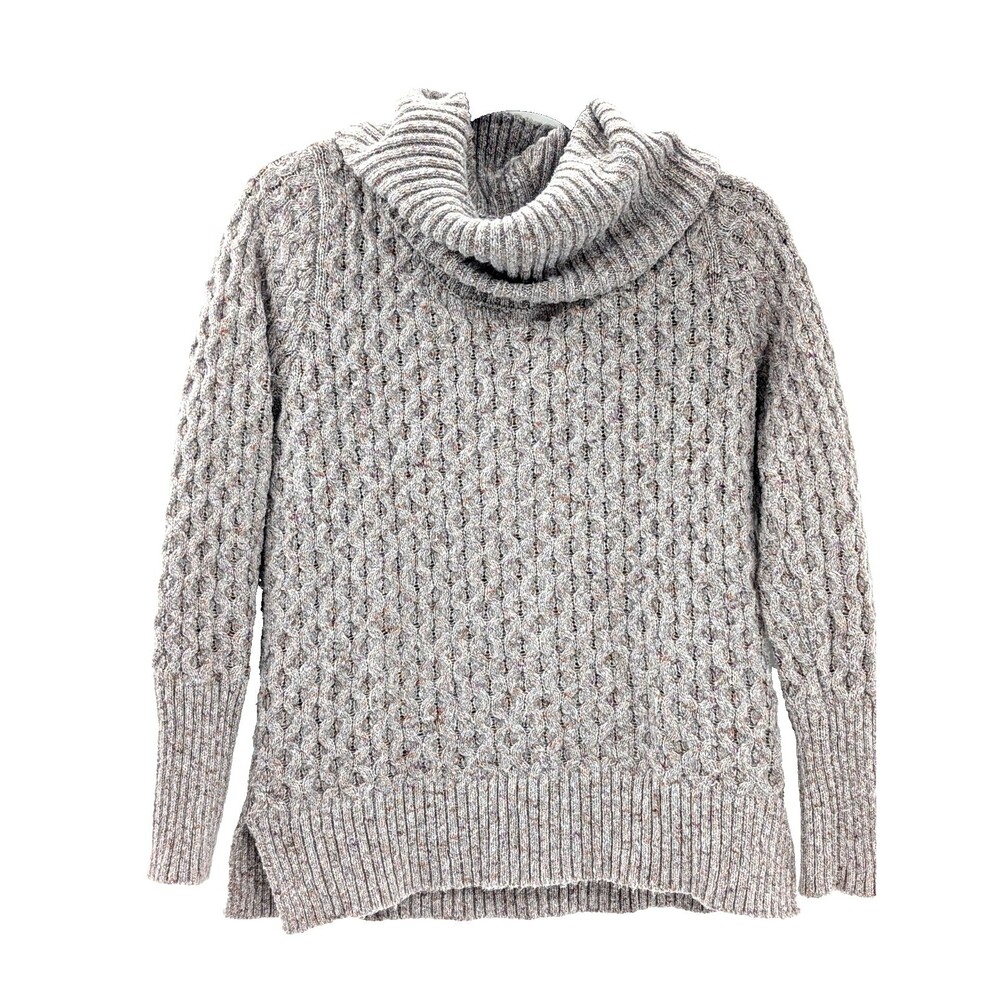 Retrology Light Purple Textured Diamond Cowl Neck Boho Pullover Sweater Med